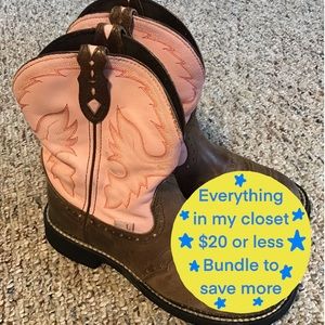 Justin Gypsy boots, size 9B, leather, pink uppers